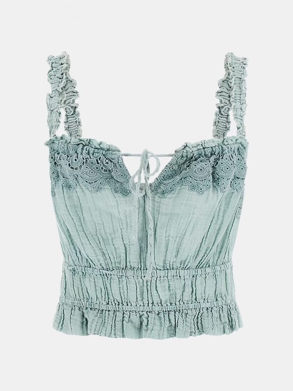 Top GUESS modello W5GH0UWE340 colore FB4W azzurro - immagine 5
