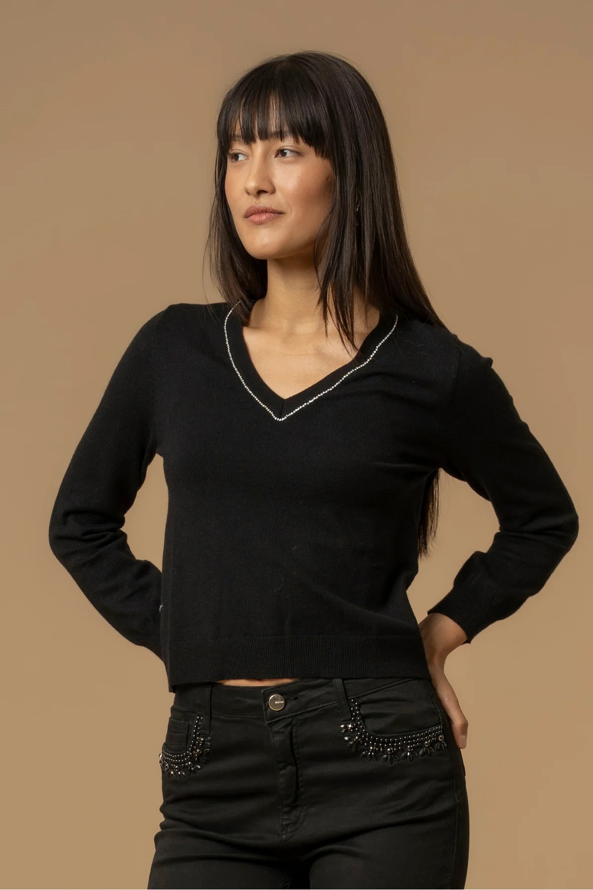 Maglia scollo a v KOCCA JORINDA colore 00016 nero