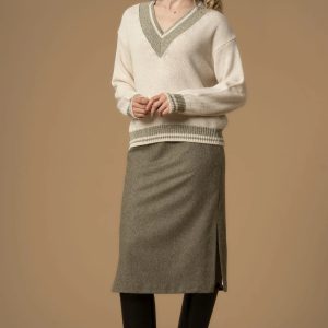 Maglia scollo a v KOCCA ALIGINA colore 40613 avorio