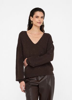 Maglia scollo v LIUJO MF5233MA27R colore A4367 cioccolato met