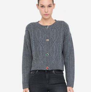 Cardigan LIUJO MF5423MS040 colore 02050 grigio medio melange