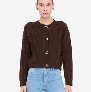 Cardigan LIUJO MF5423MS040 colore X0385 dark chocolate