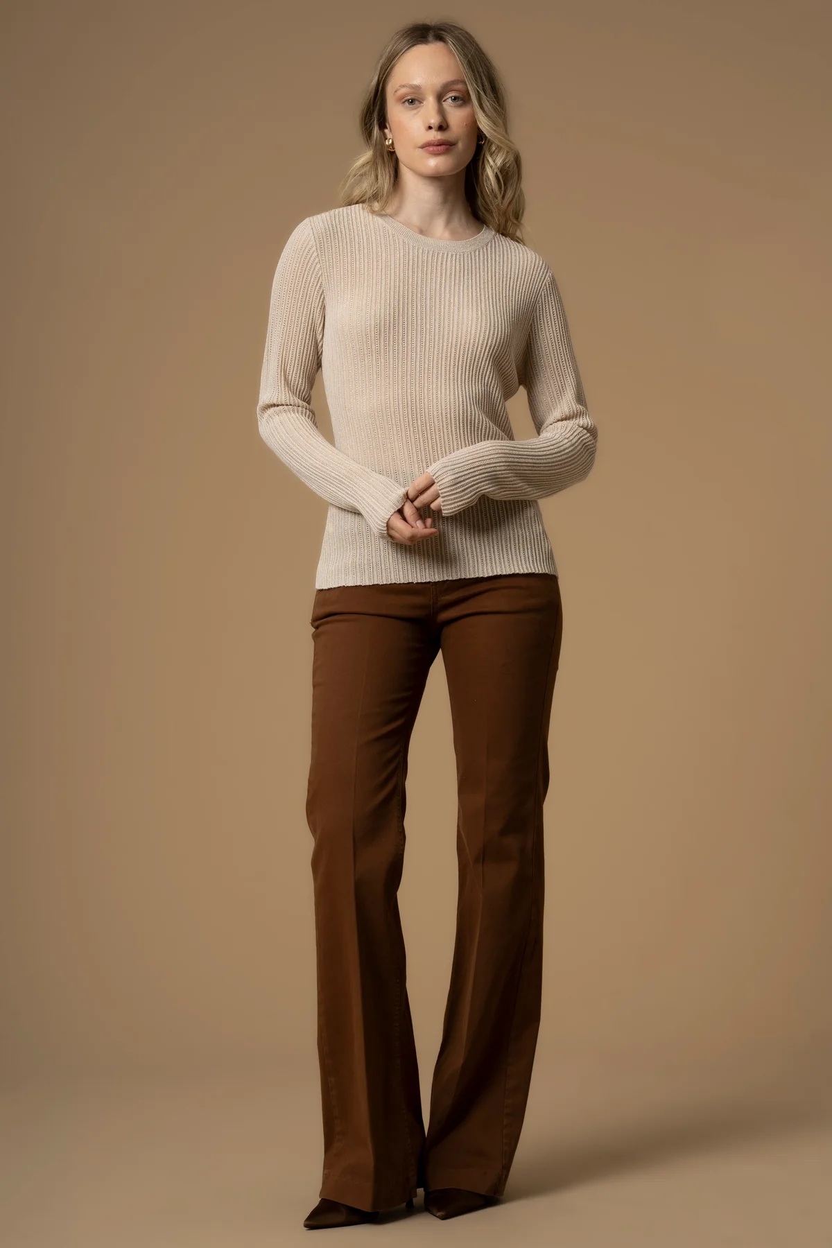 Maglia girocollo KOCCA MARIALUZ colore M9001 grigio chiaro melange - immagine 2