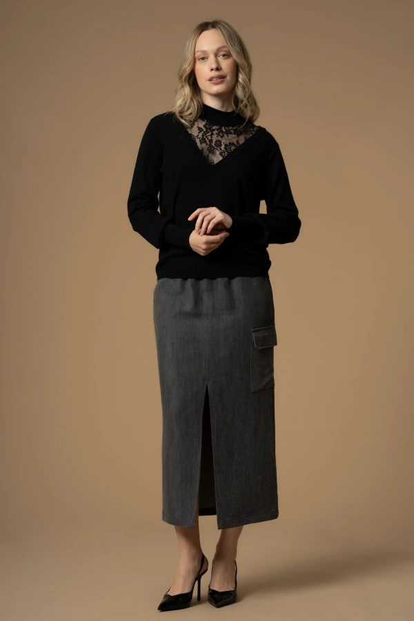 Maglia collo alto KOCCA EGERIA colore 00016 nero - immagine 2