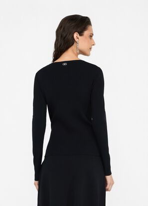 Maglia girocollo LIUJO MF5042MS55N colore 22222 nero - immagine 3