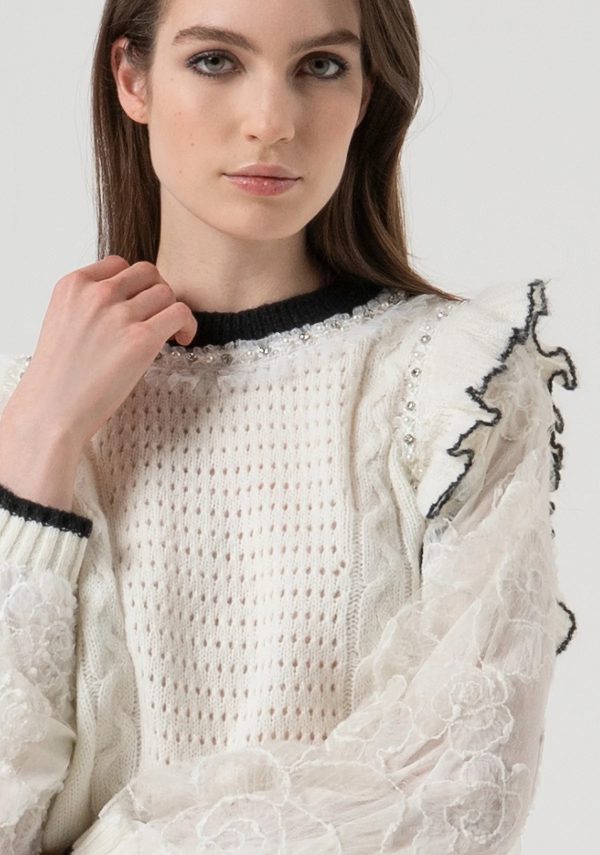 Maglia girocollo FRACOMINA FR25WT7040K552E5 colore 108 cream - immagine 2