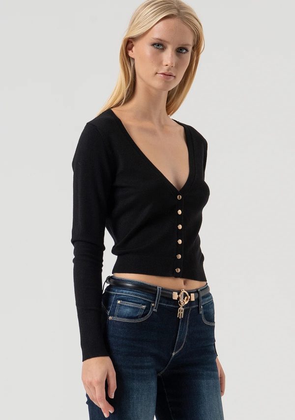 Maglia aperta FRACOMINA FR25WT8001K42101 colore 053 black - immagine 2