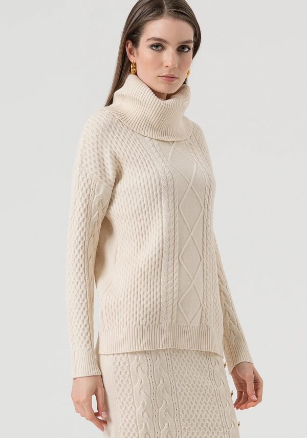 Maglia collo alto FRACOMINA FR25WT7035K50201 colore 508 vanilla - immagine 3