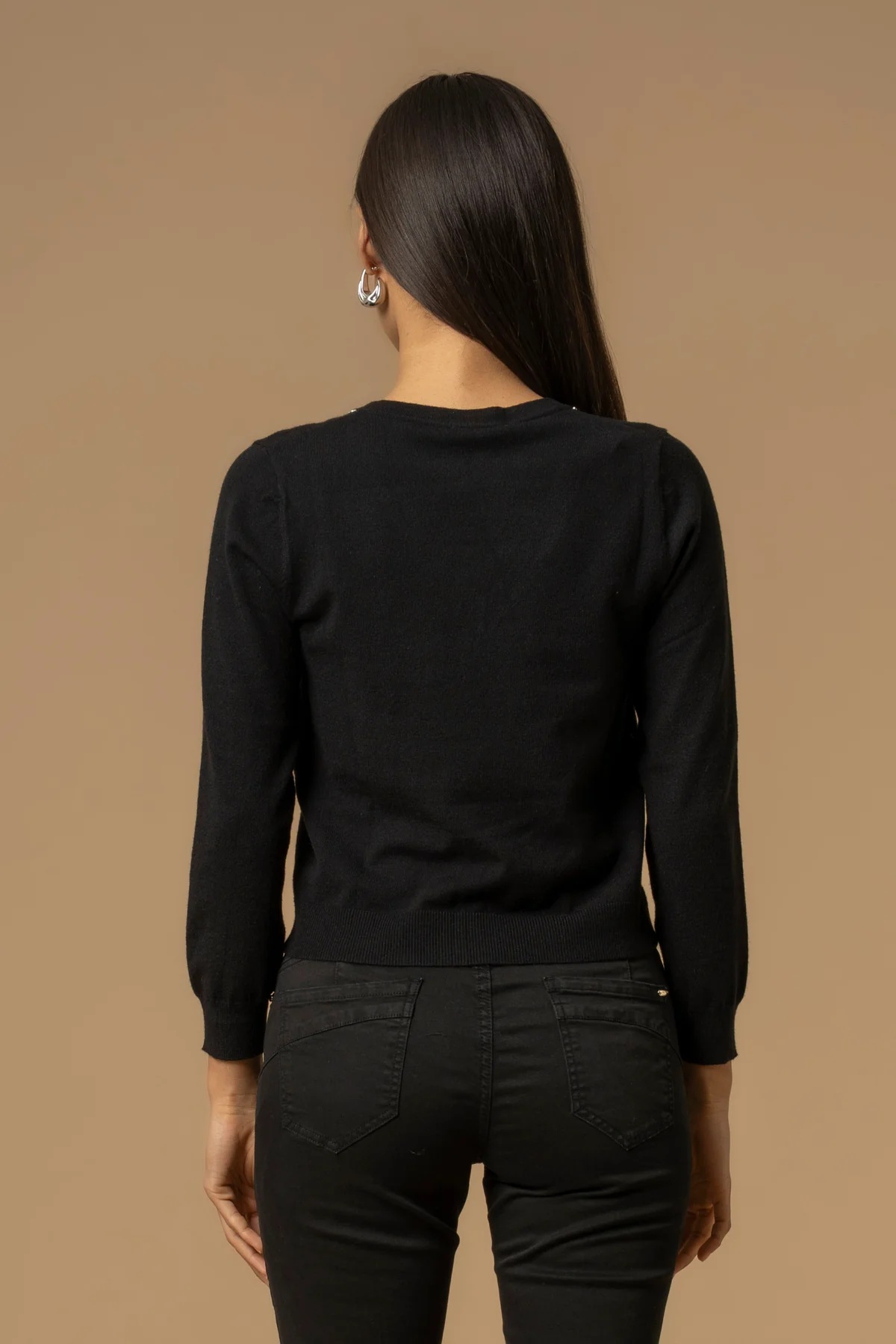 Maglia scollo a v KOCCA JORINDA colore 00016 nero - immagine 4