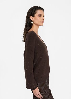 Maglia scollo v LIUJO MF5233MA27R colore A4367 cioccolato met - immagine 4