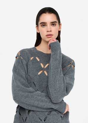 Maglia girocollo LIUJO MF5039MS009 colore 02050 grigio md.melange - immagine 5