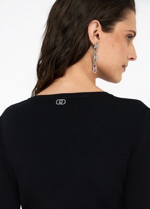 Maglia girocollo LIUJO MF5042MS55N colore 22222 nero - immagine 6