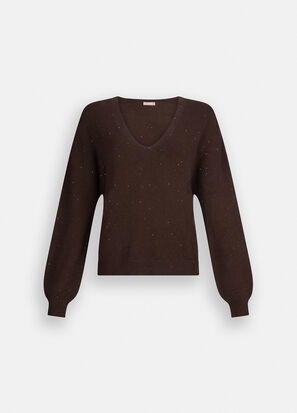 Maglia scollo v LIUJO MF5233MA27R colore A4367 cioccolato met - immagine 7