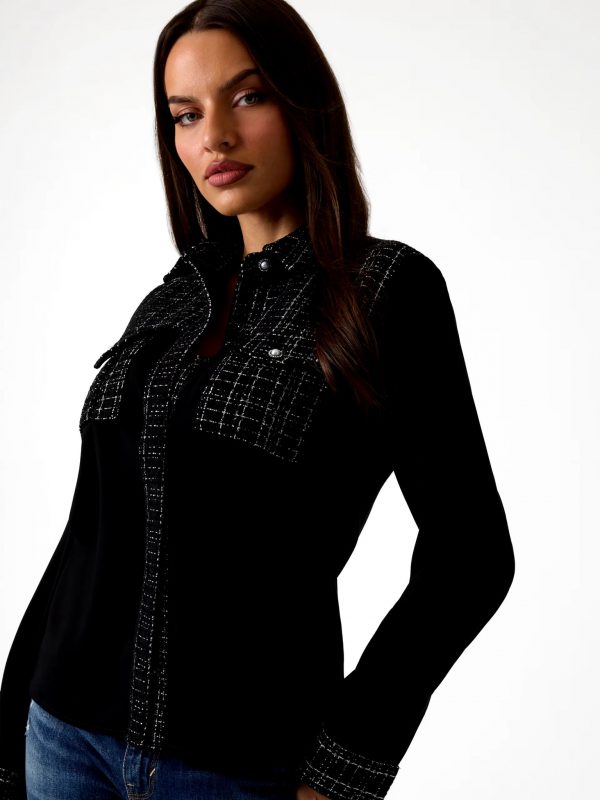 Camicia m/l GUESS W5BH55W2382 colore JBLK