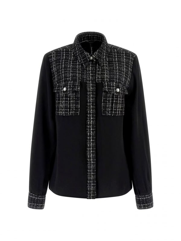 Camicia m/l GUESS W5BH55W2382 colore JBLK - immagine 3